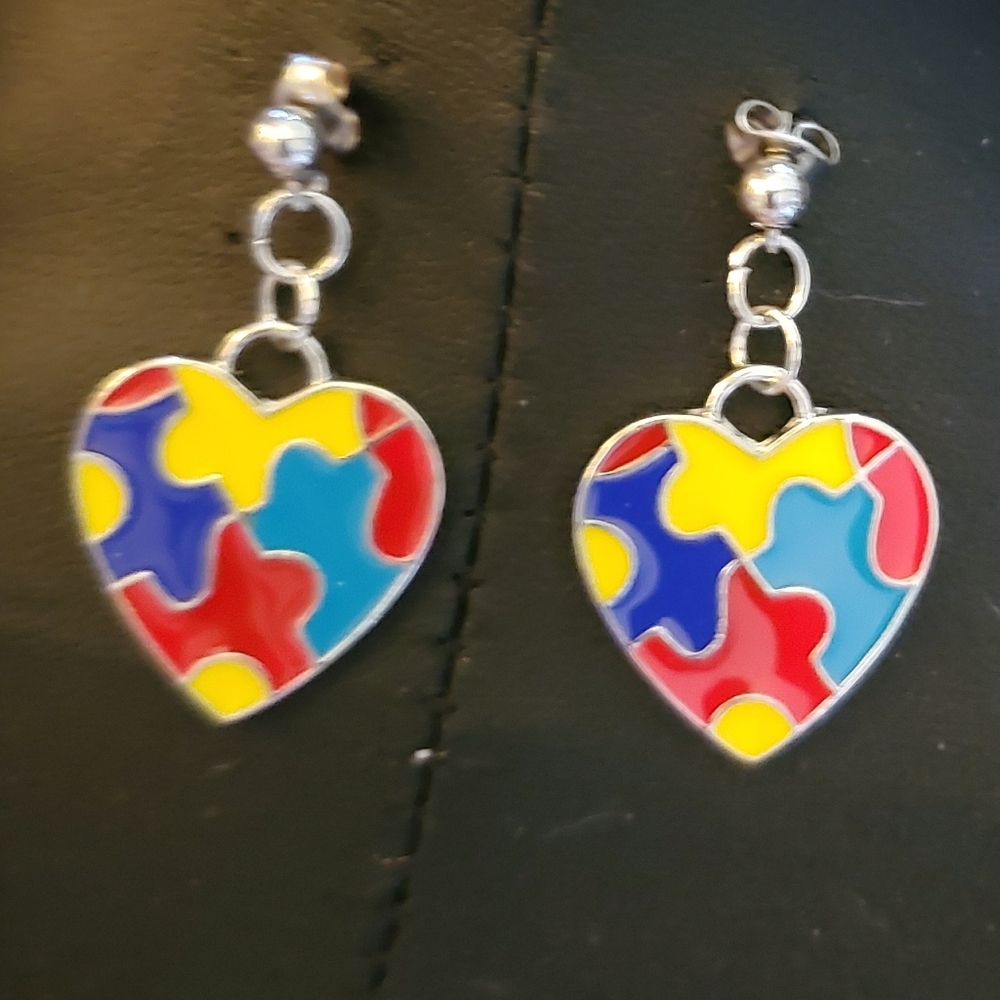 Autism Speaks Heart Earrings NEW